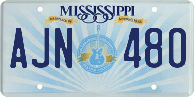 MS license plate AJN480
