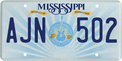 MS license plate AJN502