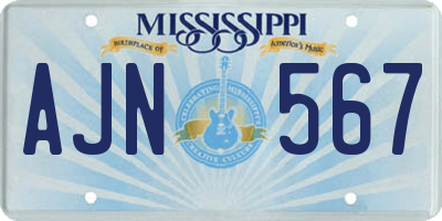 MS license plate AJN567
