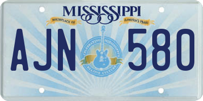 MS license plate AJN580