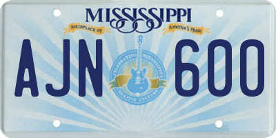 MS license plate AJN600