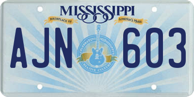 MS license plate AJN603