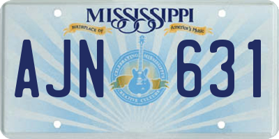 MS license plate AJN631