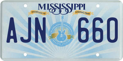 MS license plate AJN660