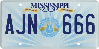 MS license plate AJN666