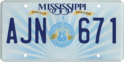 MS license plate AJN671