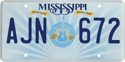 MS license plate AJN672