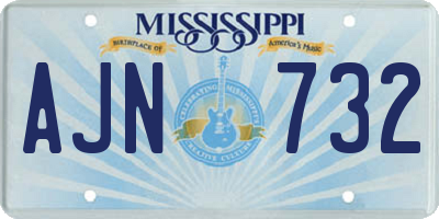 MS license plate AJN732