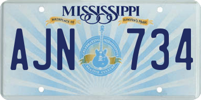 MS license plate AJN734