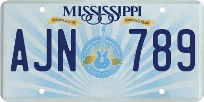 MS license plate AJN789