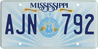 MS license plate AJN792