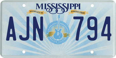 MS license plate AJN794