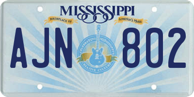 MS license plate AJN802