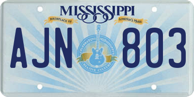 MS license plate AJN803
