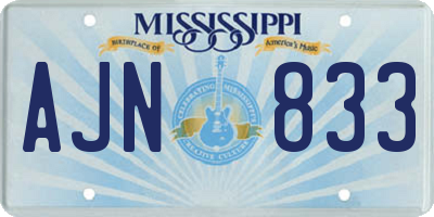 MS license plate AJN833