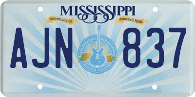 MS license plate AJN837