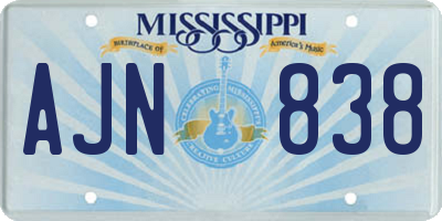 MS license plate AJN838