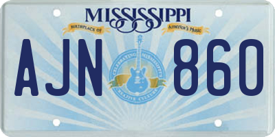 MS license plate AJN860