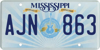MS license plate AJN863