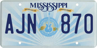 MS license plate AJN870