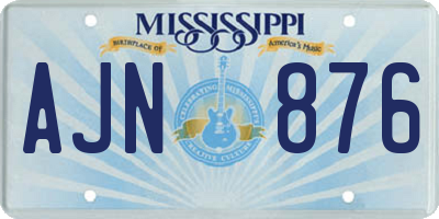 MS license plate AJN876