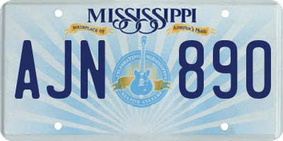 MS license plate AJN890