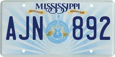 MS license plate AJN892
