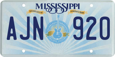 MS license plate AJN920