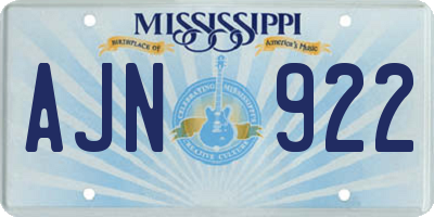 MS license plate AJN922