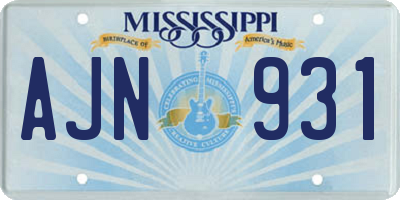 MS license plate AJN931