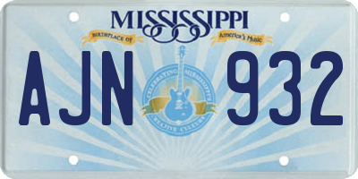 MS license plate AJN932