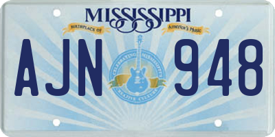 MS license plate AJN948