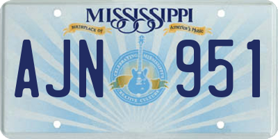 MS license plate AJN951