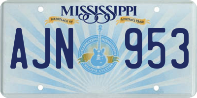MS license plate AJN953