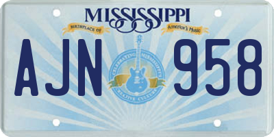 MS license plate AJN958