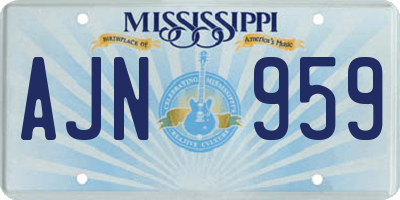 MS license plate AJN959