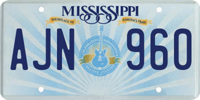 MS license plate AJN960