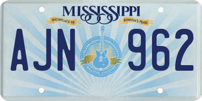 MS license plate AJN962