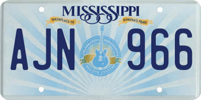 MS license plate AJN966