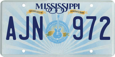 MS license plate AJN972