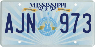 MS license plate AJN973