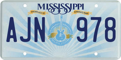 MS license plate AJN978