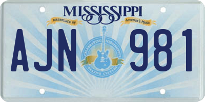 MS license plate AJN981