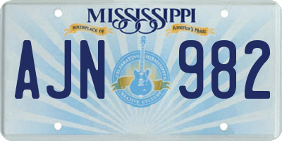 MS license plate AJN982