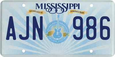 MS license plate AJN986