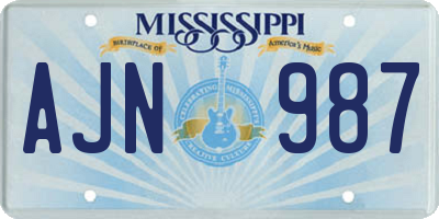 MS license plate AJN987