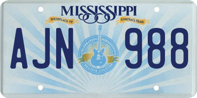 MS license plate AJN988