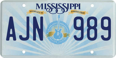 MS license plate AJN989