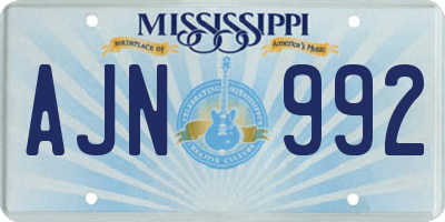 MS license plate AJN992