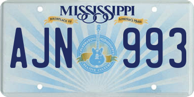 MS license plate AJN993